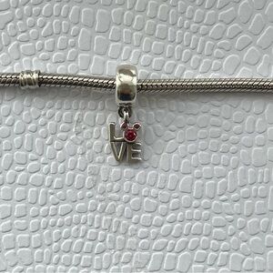 Authentic Pandora Disney Mickey LOVE dangle charm S925 Sterling Silver